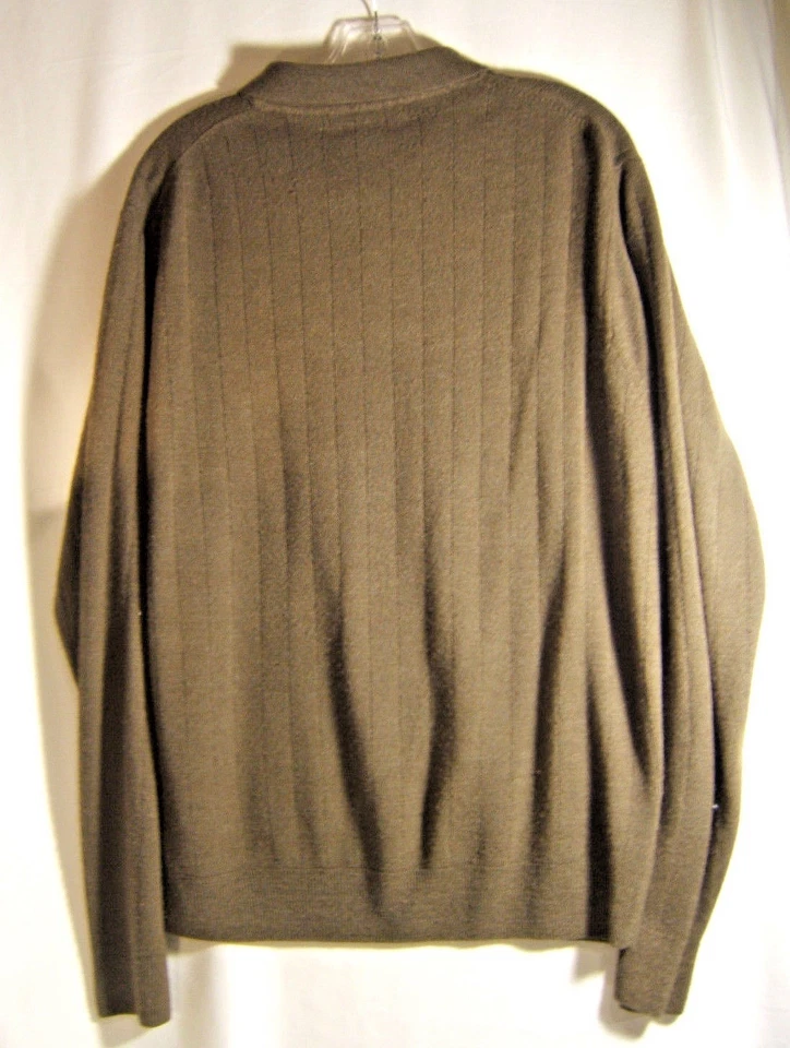 Suéter Geoffrey Beene Para Hombres XL 46-48 Marrón Henley Polo Manga Larga Dinero Antiguo Foto 2 de 4