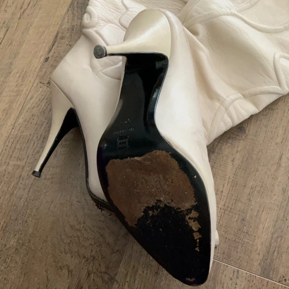 复古-SUGAR STILETTO 靴子 带尖头-尺寸 5.5-漂亮-意大利-裸体 — 第 3/4 张图片