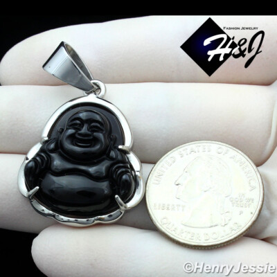 Ciondolo Uomo/donna Con Buddha E Onice Nero In Acciaio Inox - H&J Jewelry