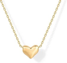 19" Gold Plated Simple Heart Cute Pendant Necklaces for Women Girl Gift