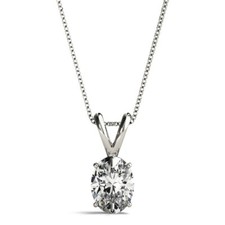 2.10 Carat Oval Moissanite Solitaire Pendant in 14k White Gold with Chain (C&C)