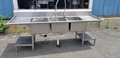 104 X33 Win Holt Stainless Steel Ss 3 Bowl Compartment Sink With