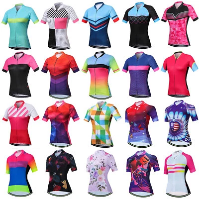Radtrikot Damen mit Reißverschluss Tasche Fahrradtrikot Kurzarm Sommer Radshirt - Bild 1 von 4