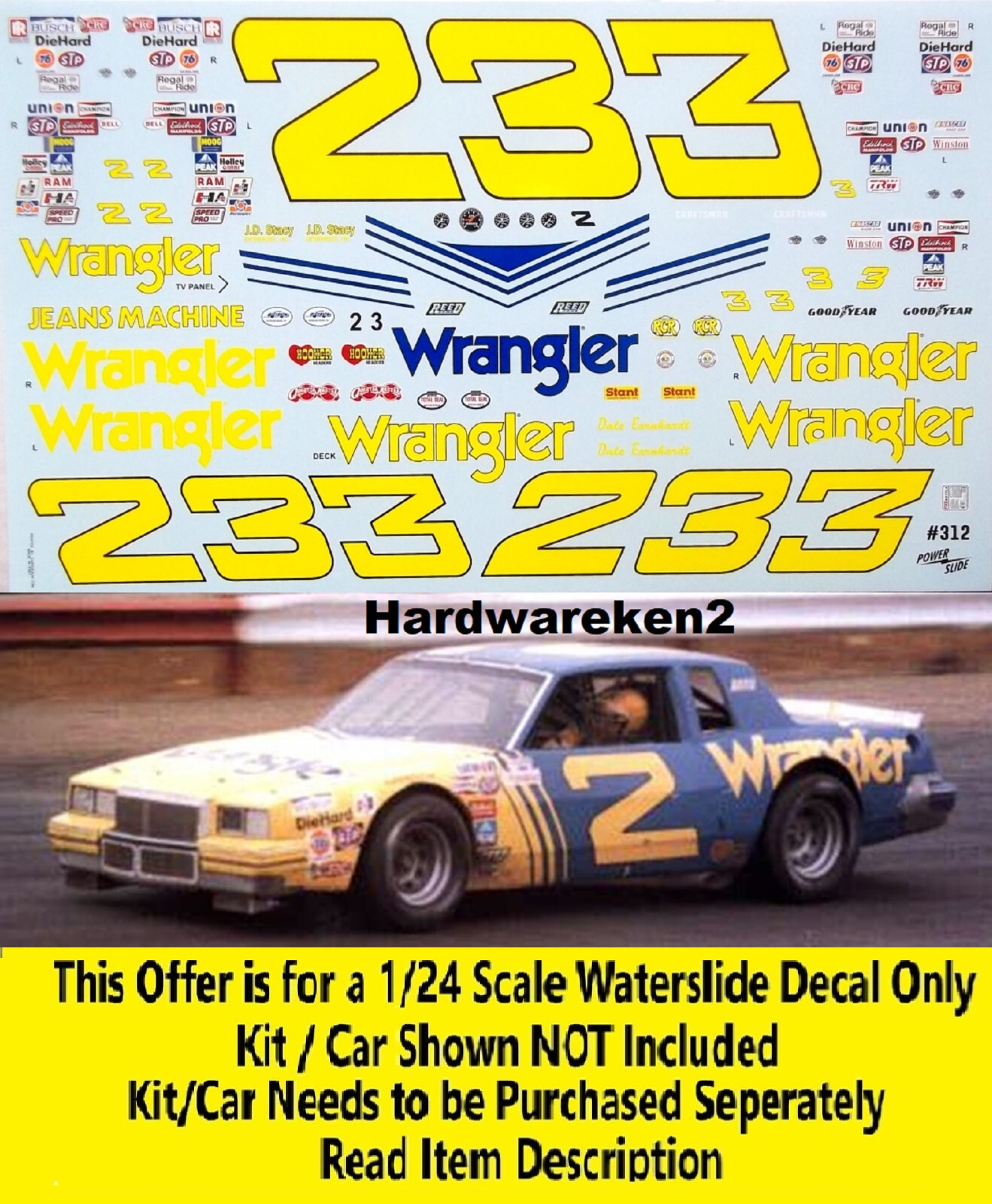 NASCAR DECAL # 2 WRANGLER 1981 PONTIAC GRAND PRIX DALE EARNH
