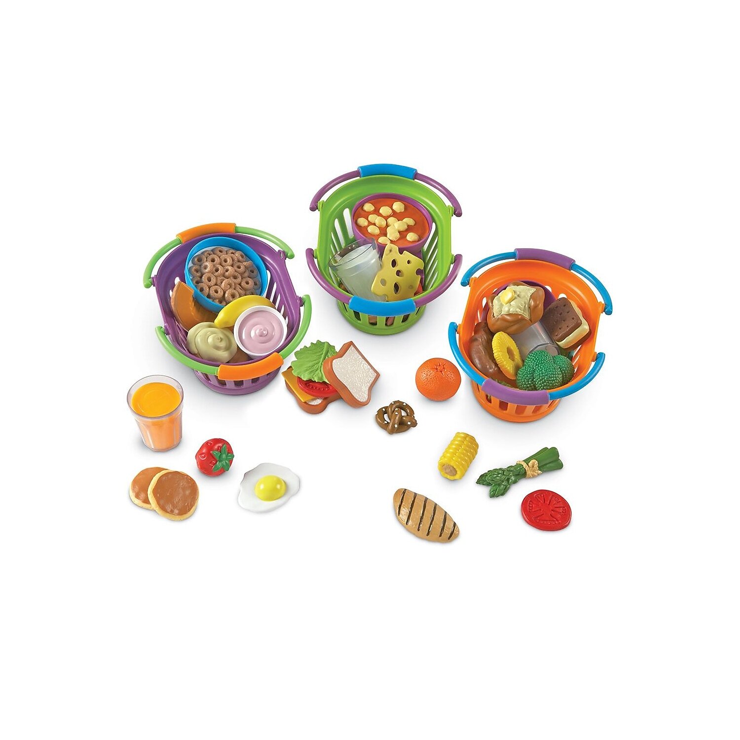 Learning Resources New Sprouts Pretend Play Food Set Includes Breakfast Lunch & Dinner Baskets LER9733  -image