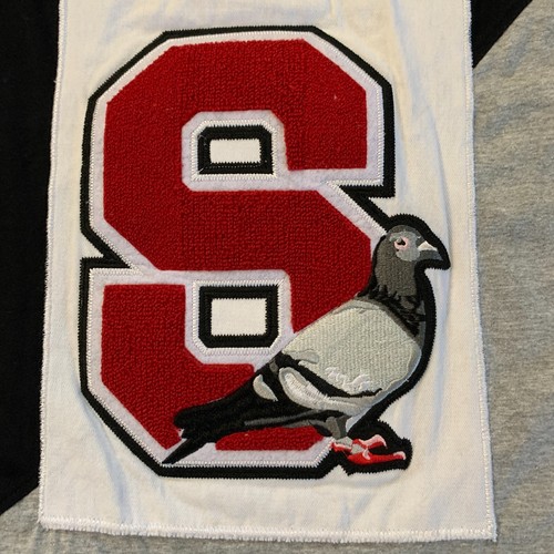 T-shirt Staple Pigeon da uomo 2XL grigio nero cucito logo manica corta doppio lato - Foto 3 di 11