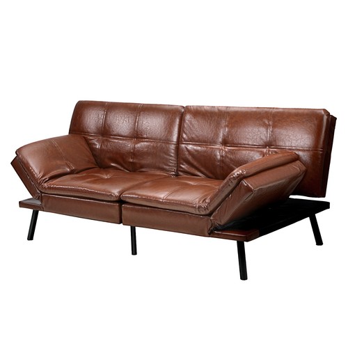 Oikiture Sofa Bed Futon Recliner Lounge Couch Convertible Leather 3-Seater Brown - Picture 9 of 10