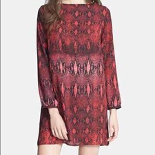 BB Dakota Vasha Snakeskin, Long Sleeve Shirtdress Snake Print sz S Small