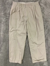 Majer Dress Pants Men's Size 34 Tan Pleat Front Khaki Cuffed Hem EUC