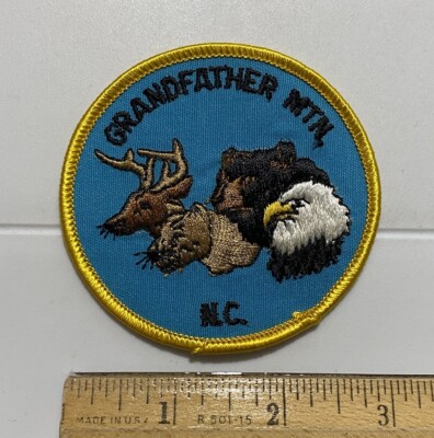 Grandfather Mountain North Carolina Mtn. Eagle Bear Deer Bobcat Round Patch