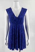 Gap Dress Size XS Blue Geometric V Neck Surplice Cap Sleeve Stretch Womens