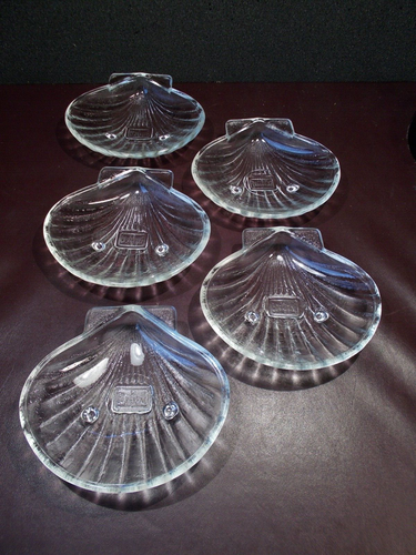 Set 5 piatti GLASBAKE vetro trasparente 5,5" capesante/conchiglia - forno a tavola 6 oz - Foto 9 di 19