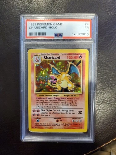 1999 Charizard 004/102 4 Base Set Holo PSA 1