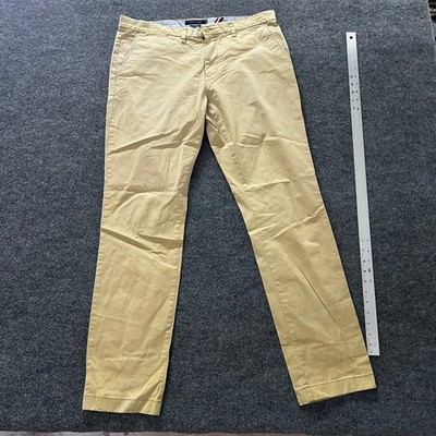 Tommy Hilfiger Chino Pants Mens Size 34 Beige Slim Fit Casual Cotton Khakis