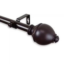 120 In. - 170 In. Telescoping 1 In. Single Curtain Rod Kit in Mahogany with Ramo