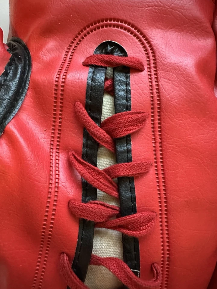 Guantes de boxeo Everlast 2926 vintage de cuero de entrenamiento rojos con cordones HECHOS EN EE. UU. Foto 4 de 4