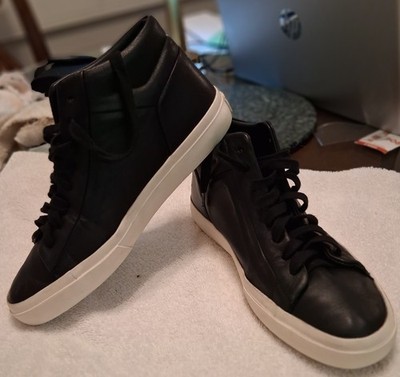 VINCE BLACK LEATHER HI TOP SNEAKER Sz 7 euro 40 retail $250 mens womens FLYNN