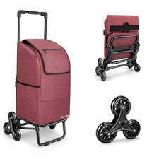 2 in 1 Stair Climbing Cart, 60L/300LBS Grocery Cart on Wheels for Stairs, Red