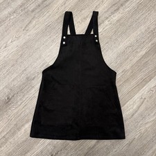 Forever 21 Womens Overall Dress Size Large Black Jumper Faux Velvet Academia