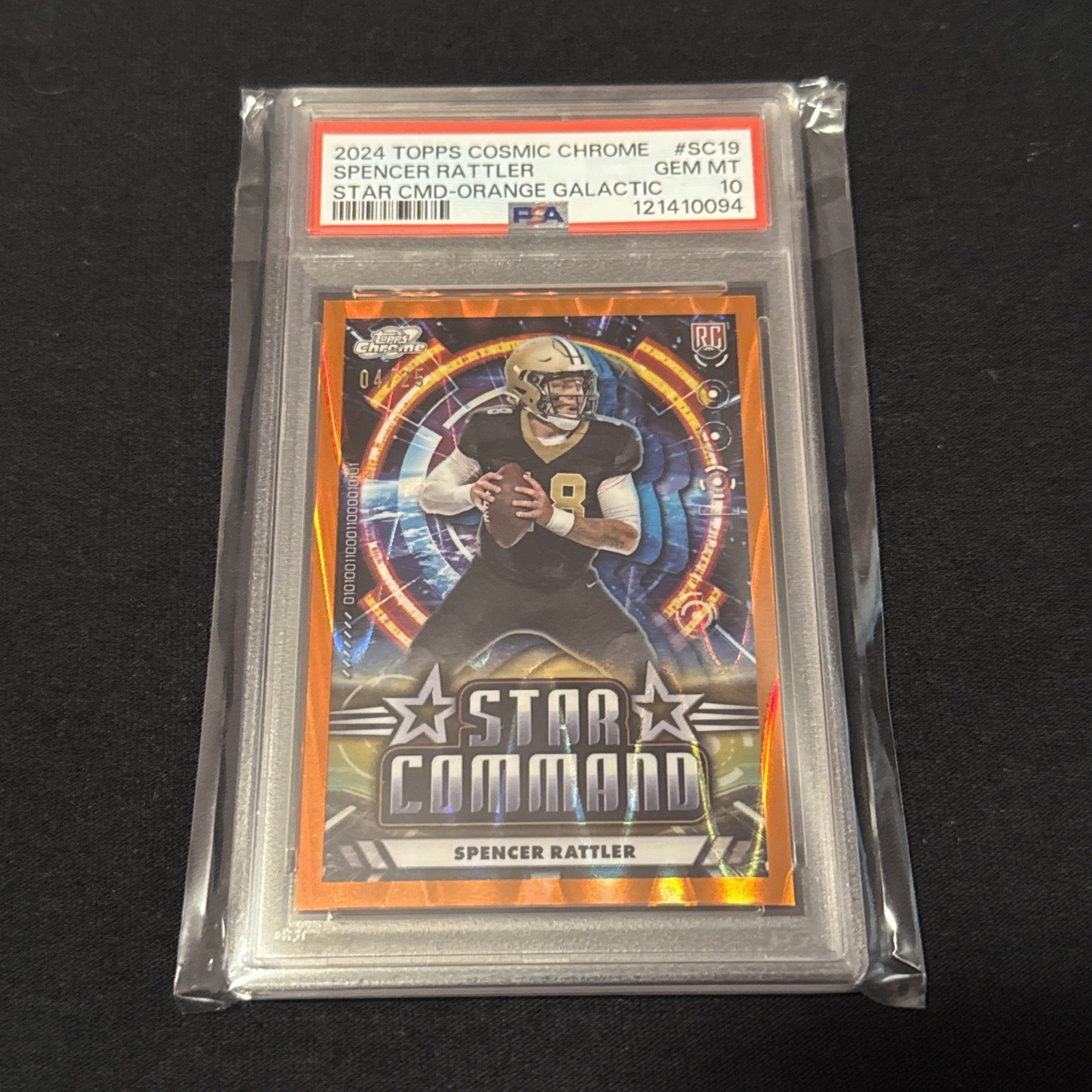 Spencer Rattler Topps Cosmic Chrome Star Command #SC19 Orange Galactic
