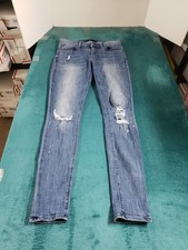 Express Jeans Size 4 Blue Stretch Pants Denim Ladies Mid Rise Legging