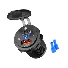 Double USB PD Fast Charger With Voltages Display For Motorcycle Car Power