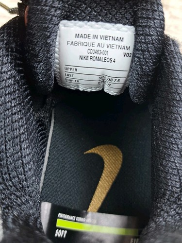 Nike Romaleos 4 Weightlifting Gym Shoes Black Gold CD3463-001 Mens Size 7.5 NEW - Picture 8 of 8