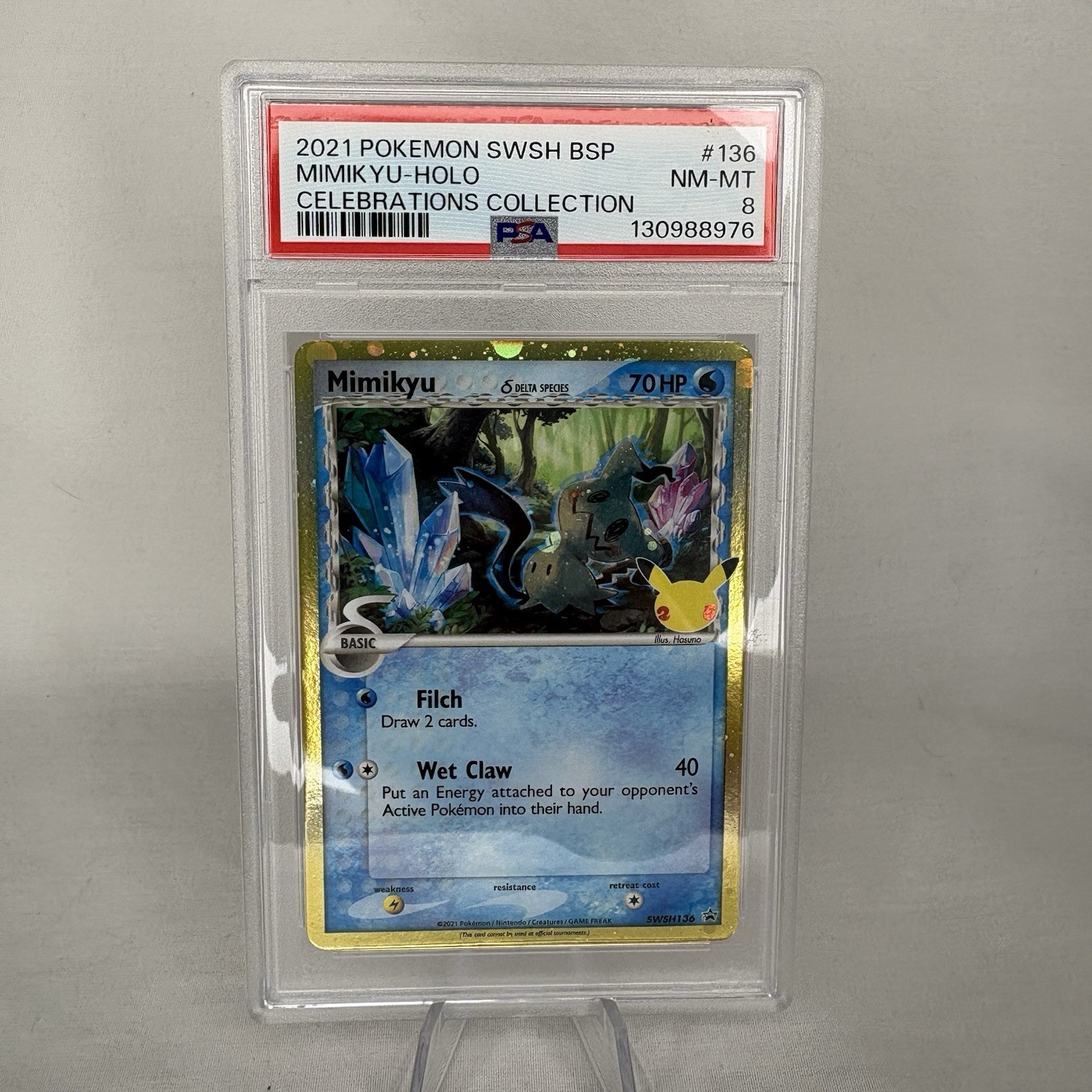 Mimikyu SWSH136 Pokemon Celebrations 25th Delta Species PSA 8 Holo
