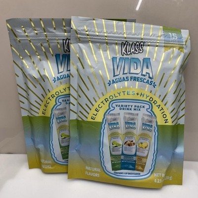 2 X KLASS VIDA Aguas Frescas Variety Pack Drink Mix 15 sticks 4.23oz O8/2026