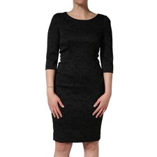 DOLCE & GABBANA Dress Black Floral Brocade Sheath Knee Length IT42/US8/M 2480usd