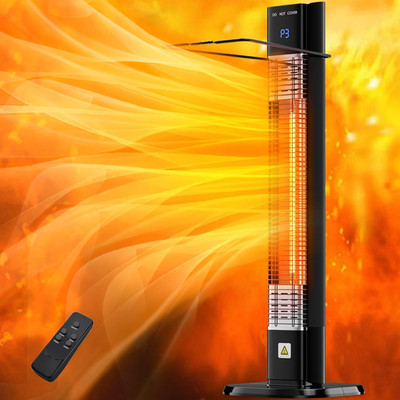 1500W Outdoor Heater,Patio Heater with Remote, 3 Heat Levels, 24H Timer, Carbon 