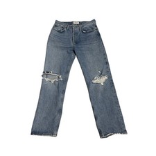 AGOLDE Lana Jeans Womens 26 Distressed Straight Leg High Rise 100 Organic Cotton