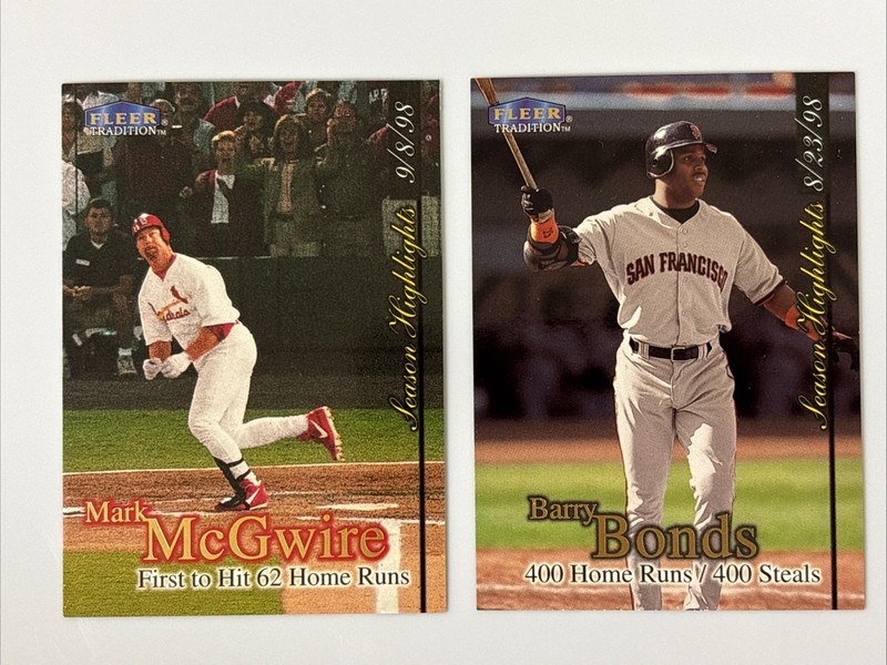 1998 Fleer Tradition Season Highlights Mark Mcgwire & Barry Bonds Home Run Cards