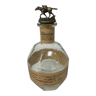 Blantons Single Barrel Bourbon Whiskey Empty Bottle 750 ml W/Cork Topper