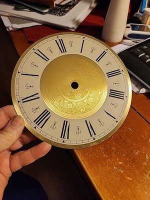 Vtg Tempus Fugit Brass ''Grandmother's ?'' Clock Face Plate  6 1/2 