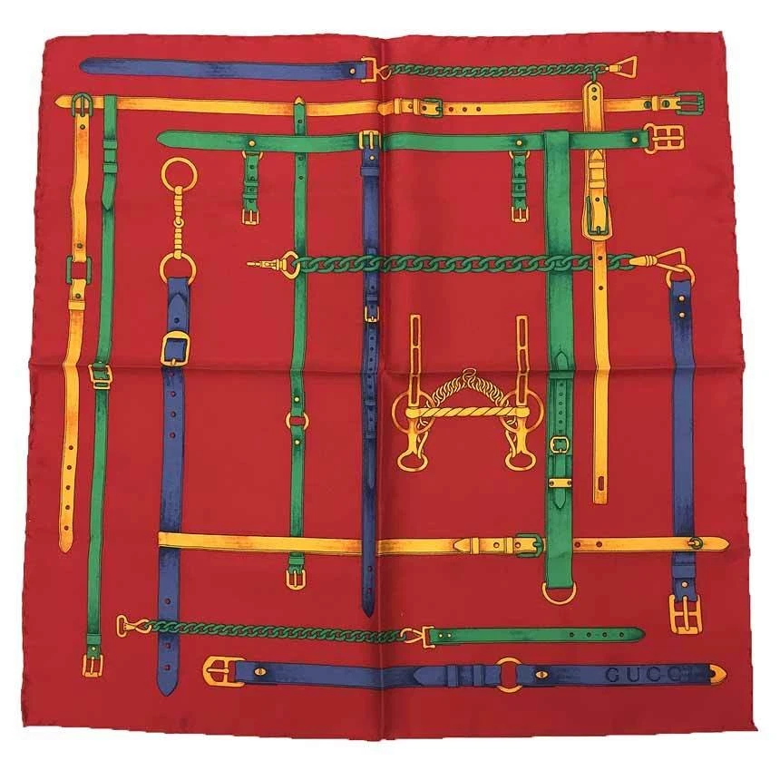 Gucci ceinture écharpe en soie rouge motif 42 cm occasion