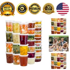 Deli Food Storage Containers with Lids 120 Piece 32 16 8 oz 60 Sets