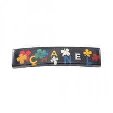 CHANEL COCO Mark Clover Hair clip accessory Resin Black Multicolor Used Women CC
