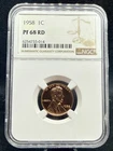 1958 Proof Lincoln Wheat Penny NGC PF68RD (Red)