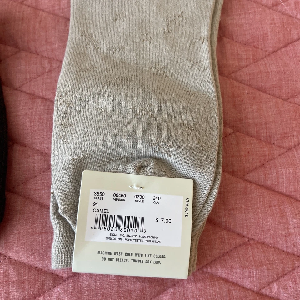 Juego de 2 calcetines Bass & VanHeusen para mujer nuevos con etiquetas talla 9-11 beige marrón Foto 3 de 3