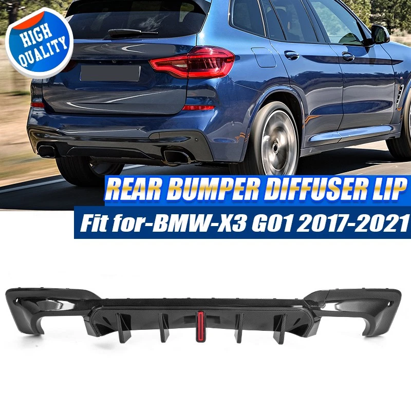 Labio difusor parachoques trasero aspecto carbono con luz LED para BMW X3 G01 M Sport 2017-21 - Imagen 3 de 4