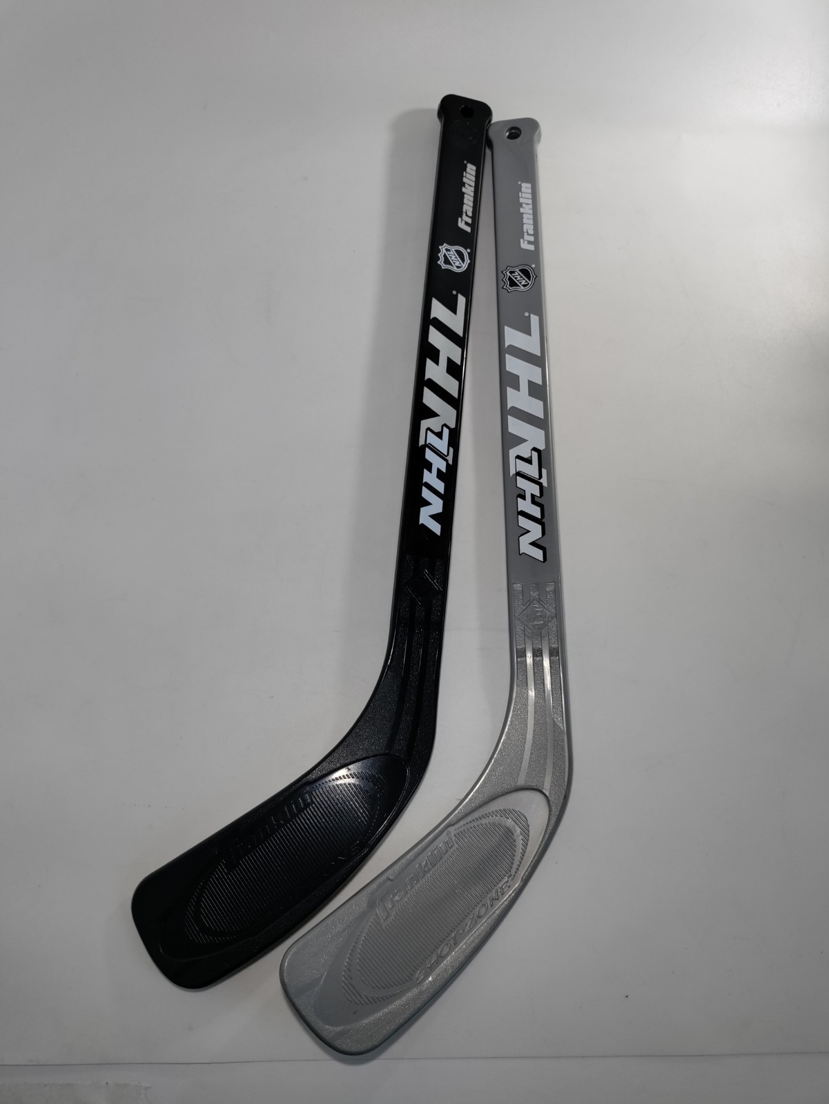 Vtg Franklin Pair Of Silver And Black Mini Stick NHL Hockey SHOT-ZONE Right/Left