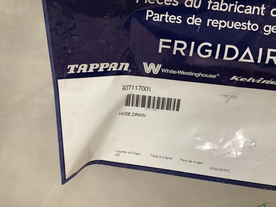 Manguera de drenaje para lavavajillas Electrolux Frigidaire 807117001 nueva genuina OEM Foto 2 de 4