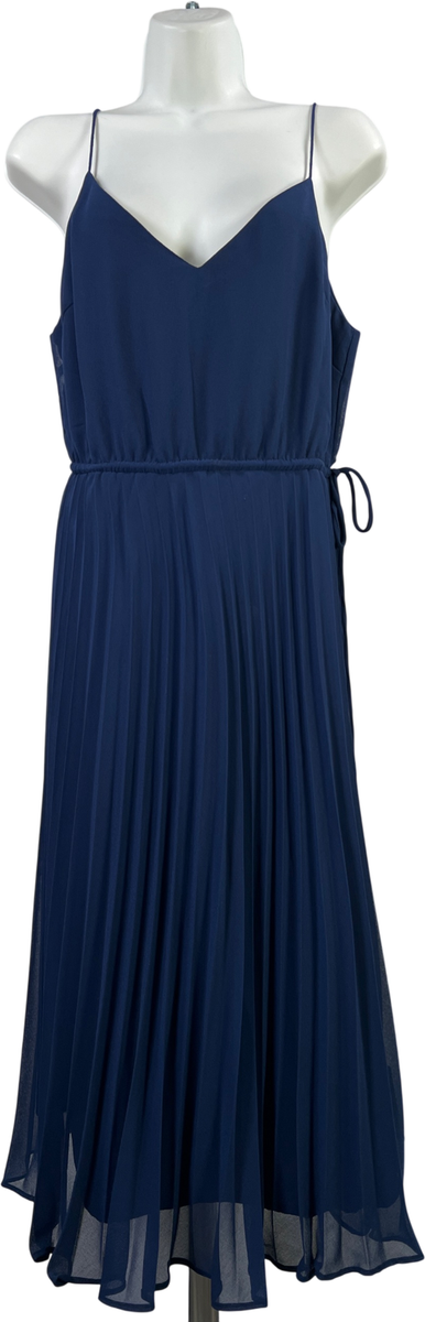 asos bridesmaid dress blue Women's Sleeveless Pleated V-Neck Midi - 6 Autumn Dress Collection Adrienne Jacquard Dress | Color:Polkadot