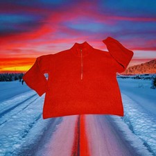 VINCE CAMUTO Half Zip PULLOVER Cozy Sweater Orange THICK Ribbed Women's Large