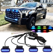 4pcs Rgb Led Front Grille Grill Light Raptor Style App Control For Toyota Tundra 4pcs Rgb Led Front Grille Grill Light Raptor Style App Control For Toyota Tundra
