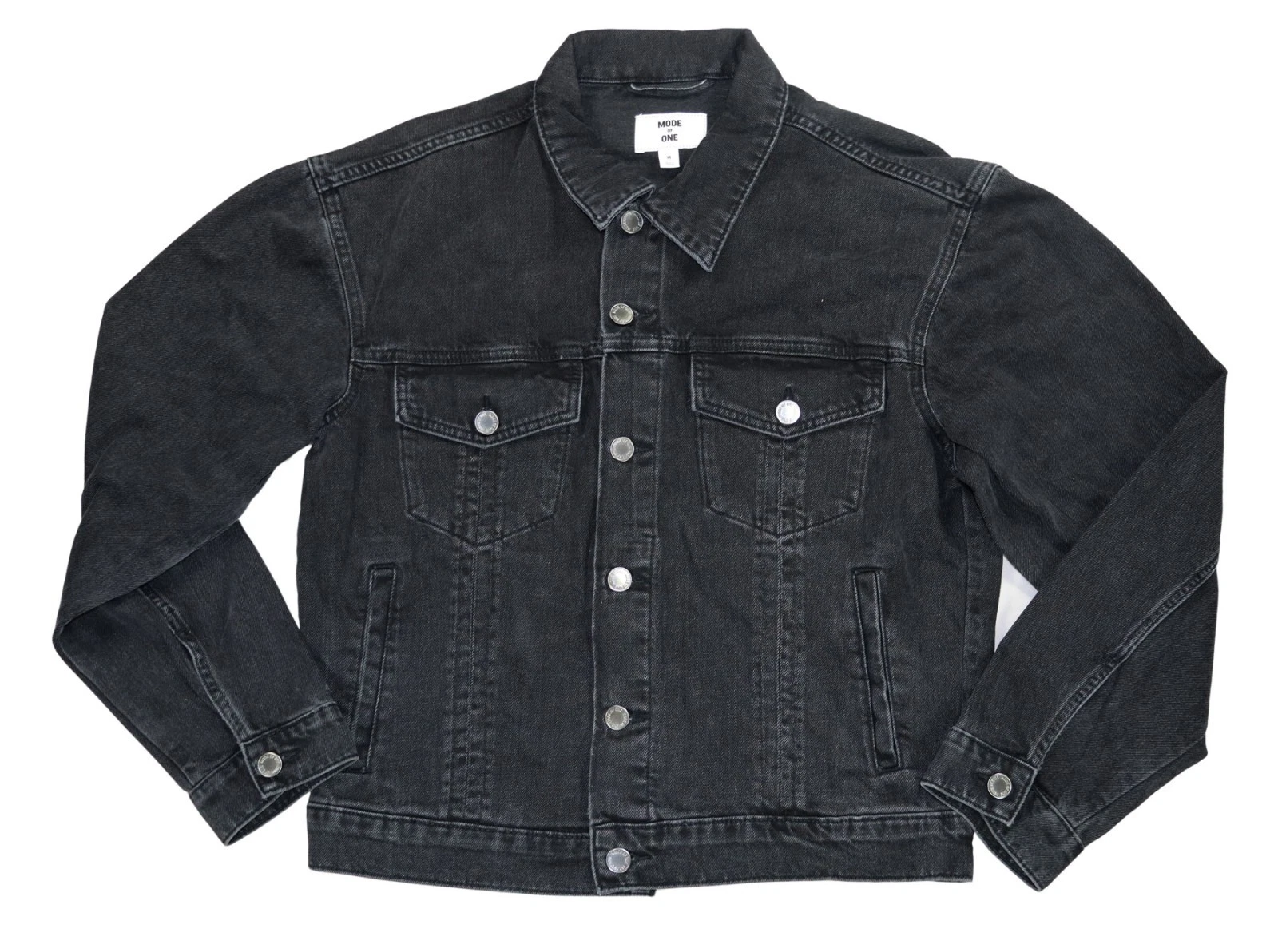 Mode of One Trucker Style Button Front Relaxed Men's Denim Jacket NWT Sterling
