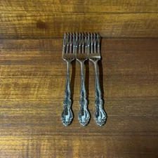 (3) Oneida DOVER Dinner Forks Heirloom Cube Glossy Stainless Flatware Mint Cond