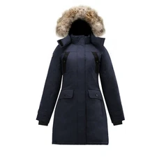 Triple F.A.T. Goose Women's Water-Resistant Astraea Fur Down Jacket Navy XS