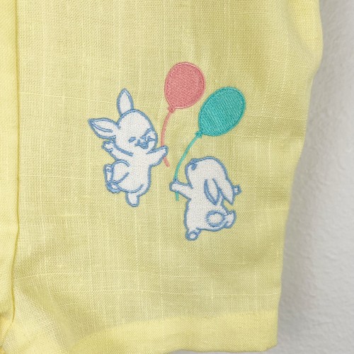 Vintage Einteiler Jon Jon Strampler Hasen Luftballons gelb Jungen Größe 3-6 Monate - Bild 5 von 9